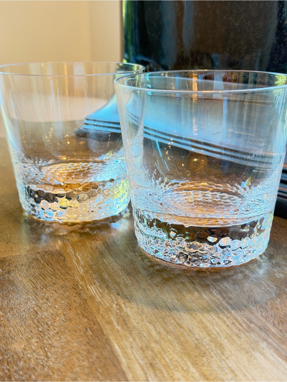 Hammered-Base Clear Glass Tumblers - Set of 2